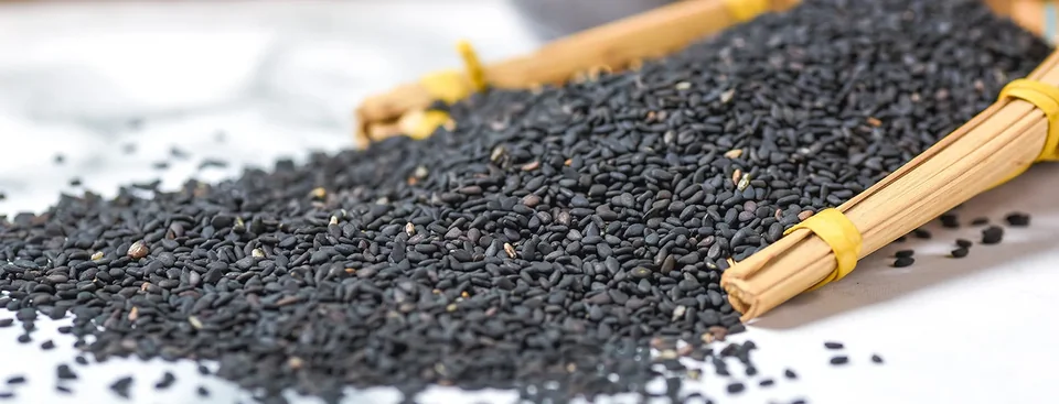 Black sesame seeds material sample