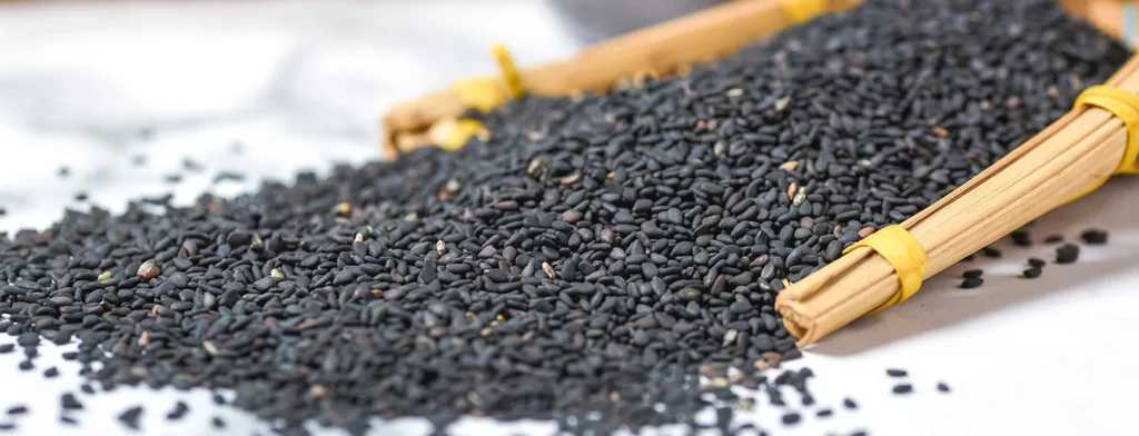 Black sesame seeds material sample